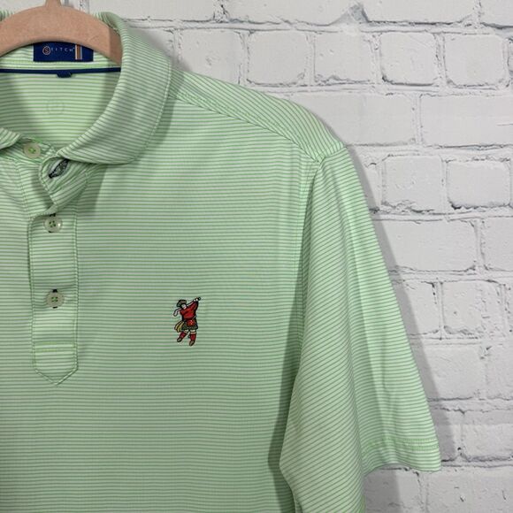 Taylor Stitch Polo Shirt Men Small Green Striped Performance Stretch Preppy Golf - Picture 4 of 11